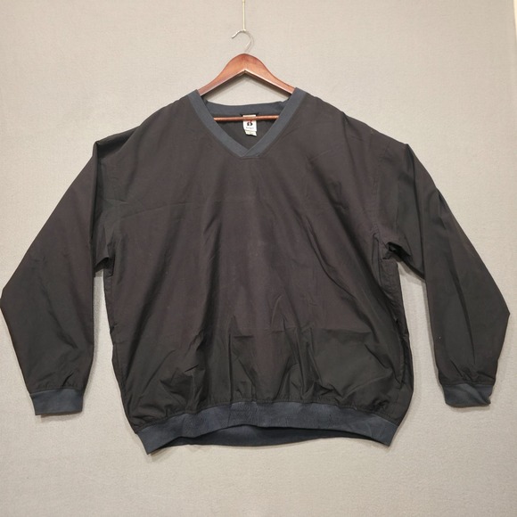 Badger Sport Men's Black V Neck Long Sleeve Pullover Windbreaker Size XL - Picture 1 of 6